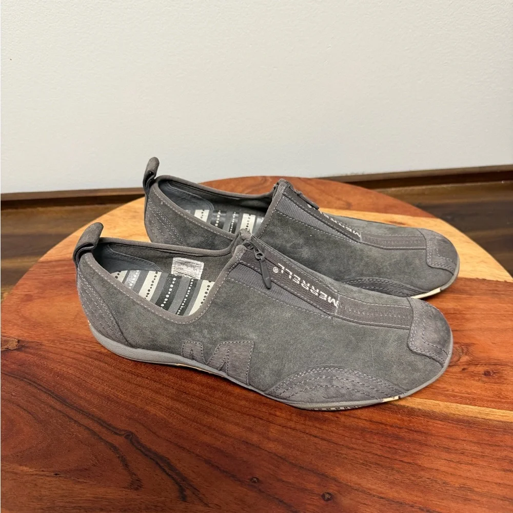 Merrell Barrado Gray Leather Walking Outdoor Shoes Women Size 9.5 - Picture 3 of 10
